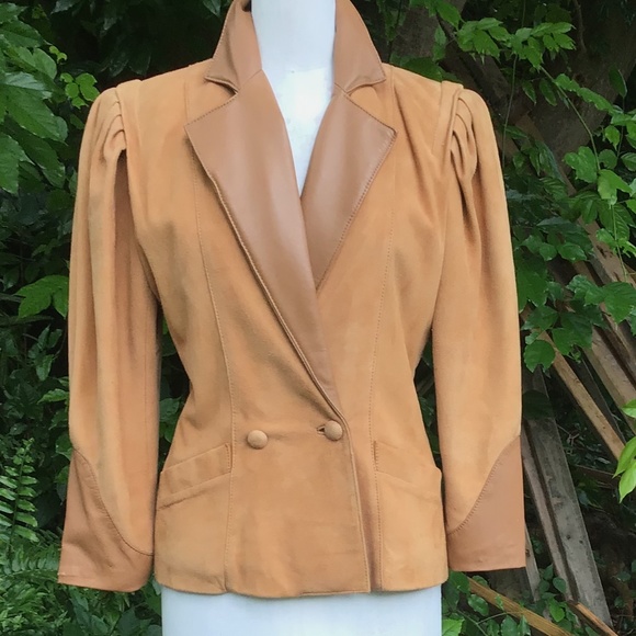 Vintage 1980s suede and leather trim jacket